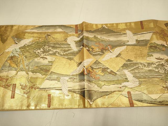 平和屋本店▼全通全景柄袋帯　北齋図　冨獄三十六景　本金箔　正絹　逸品　DABJ3931du