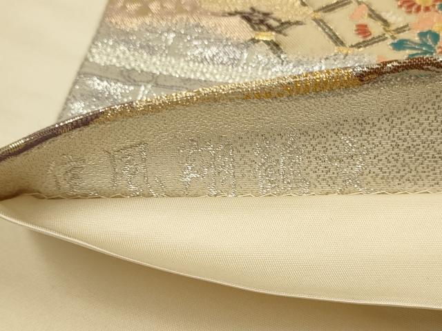 平和屋本店▼六通柄袋帯　佳鳳翔鶴文　九百本金二重織　正絹　逸品　DABJ3932du