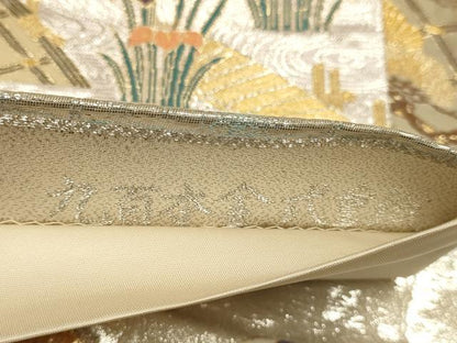平和屋本店▼六通柄袋帯　佳鳳翔鶴文　九百本金二重織　正絹　逸品　DABJ3932du