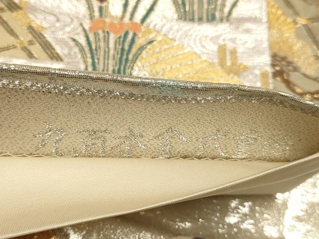 平和屋本店▼六通柄袋帯　佳鳳翔鶴文　九百本金二重織　正絹　逸品　DABJ3932du
