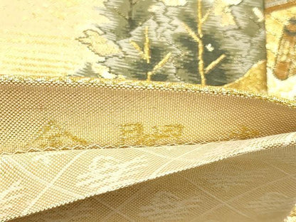 平和屋着物▼六通柄袋帯　金閣寺　平成錦　正絹　逸品　DABJ3938du