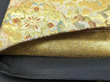平和屋本店▼六通柄袋帯　正倉院花文　千都伽羅織　本金箔　正絹　逸品　DABJ3945du
