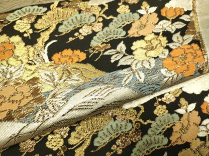 平和屋本店▼六通柄袋帯　草花文　純金二重引箔織　正絹　逸品　DABJ3953du