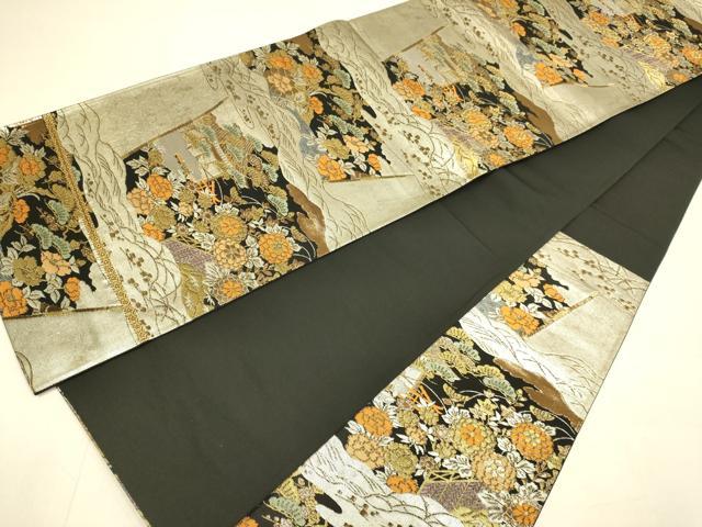 平和屋本店▼六通柄袋帯　草花文　純金二重引箔織　正絹　逸品　DABJ3953du