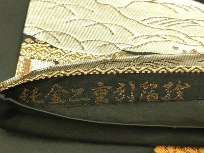平和屋本店▼六通柄袋帯　草花文　純金二重引箔織　正絹　逸品　DABJ3953du