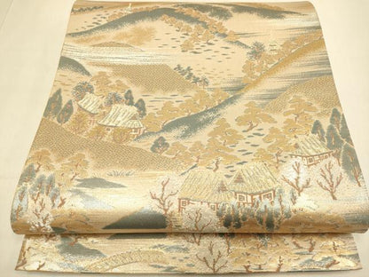 平和屋本店▼六通柄袋帯　都百景　純金二重箔　正絹　逸品　DABJ3954du
