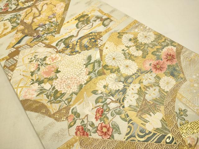 平和屋本店▼六通柄袋帯　加賀琳派　本金箔紹巴　正絹　逸品　DABJ3955du