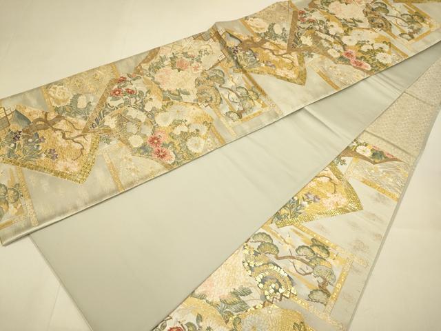 平和屋本店▼六通柄袋帯　加賀琳派　本金箔紹巴　正絹　逸品　DABJ3955du
