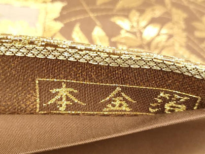 平和屋本店▼六通柄袋帯　色紙花蝶文　本金箔　正絹　逸品　DABJ3956du