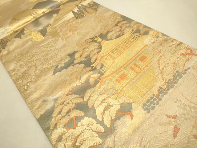平和屋本店▼六通柄袋帯　西山風情　二重箔　純金箔　正絹　逸品　DABJ3960du