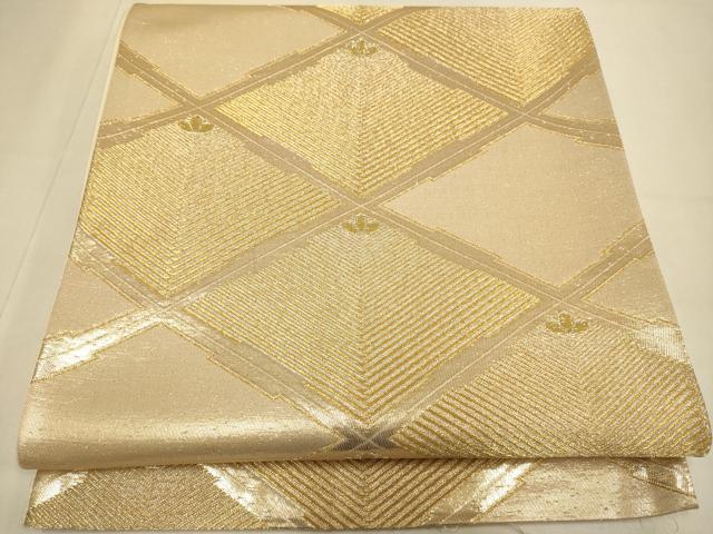 平和屋本店▼六通柄袋帯　菱松葉　本金二重箔　金銀錦　正絹　逸品　DABJ3963du