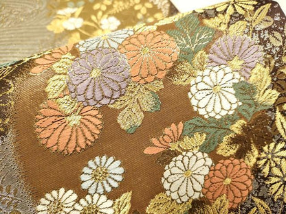 平和屋本店▼六通柄袋帯　唐織　華苑蒔絵錦　本金二重織　正絹　逸品　DABJ3964du