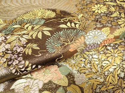 平和屋本店▼六通柄袋帯　唐織　華苑蒔絵錦　本金二重織　正絹　逸品　DABJ3964du