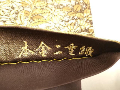 平和屋本店▼六通柄袋帯　唐織　華苑蒔絵錦　本金二重織　正絹　逸品　DABJ3964du