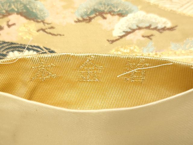 平和屋本店▼六通柄袋帯　飛鶴花文　本金箔　正絹　逸品　DABJ3965du