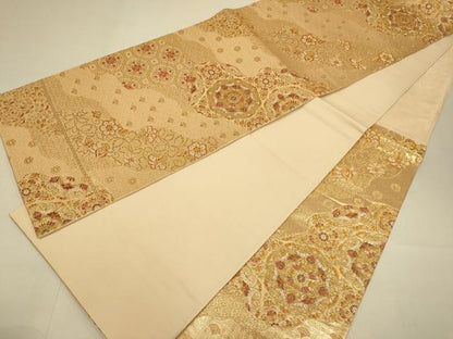 平和屋本店▼六通柄袋帯　正倉院吉祥花文　純金二重箔　正絹　逸品　DABJ3966du