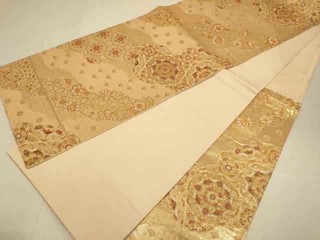 平和屋本店▼六通柄袋帯　正倉院吉祥花文　純金二重箔　正絹　逸品　DABJ3966du