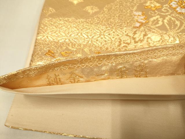平和屋本店▼六通柄袋帯　正倉院吉祥花文　純金二重箔　正絹　逸品　DABJ3966du