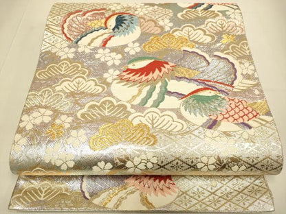 平和屋本店▼佐賀錦　六通柄袋帯　幻彩　鴛鴦松文　純金箔　正絹　逸品　DABJ3967du