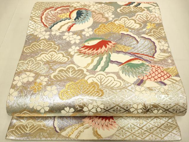 平和屋本店▼佐賀錦　六通柄袋帯　幻彩　鴛鴦松文　純金箔　正絹　逸品　DABJ3967du