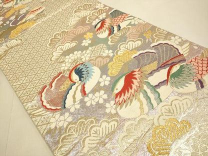 平和屋本店▼佐賀錦　六通柄袋帯　幻彩　鴛鴦松文　純金箔　正絹　逸品　DABJ3967du