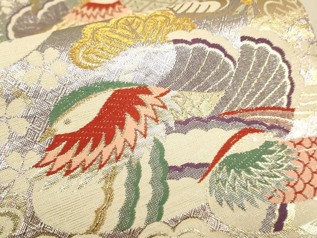 平和屋本店▼佐賀錦　六通柄袋帯　幻彩　鴛鴦松文　純金箔　正絹　逸品　DABJ3967du