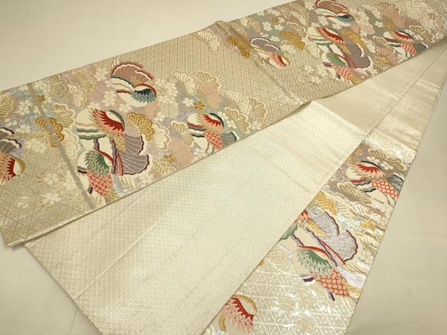 平和屋本店▼佐賀錦　六通柄袋帯　幻彩　鴛鴦松文　純金箔　正絹　逸品　DABJ3967du