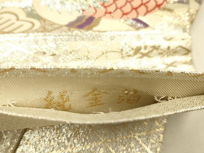 平和屋本店▼佐賀錦　六通柄袋帯　幻彩　鴛鴦松文　純金箔　正絹　逸品　DABJ3967du