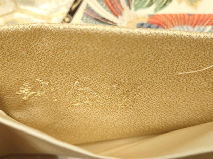 平和屋本店▼西陣　橋本織物謹製　六通柄袋帯　扇面鳳凰花文　純金箔　証紙付き　正絹　逸品　DABJ3968du