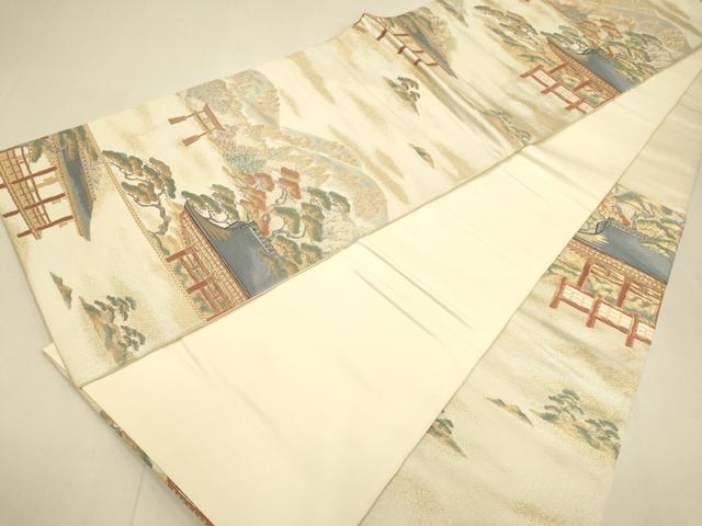 平和屋本店▼六通柄袋帯　日本三景　宮島　純金箔　正絹　逸品　DABJ3970du