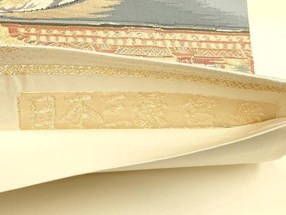 平和屋本店▼六通柄袋帯　日本三景　宮島　純金箔　正絹　逸品　DABJ3970du