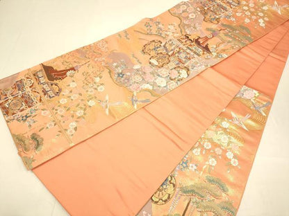 平和屋本店▼六通柄袋帯　唐織　山車　24K純金箔錦　正絹　逸品　DABJ3972du