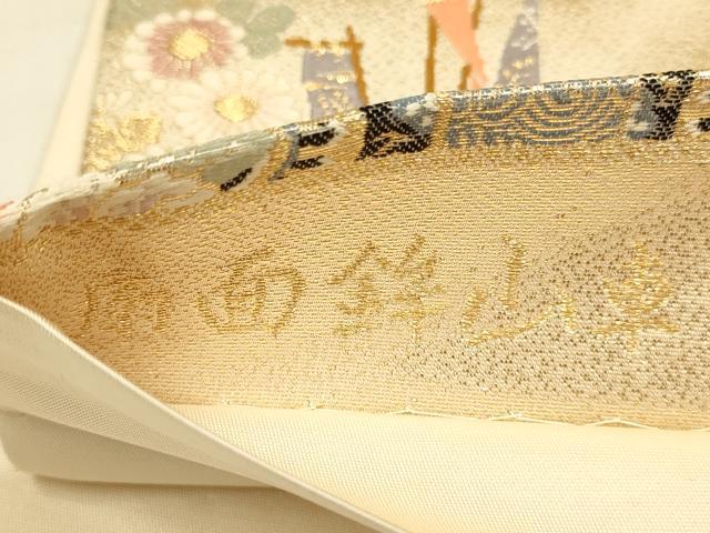 平和屋本店▼六通柄袋帯　扇面鉾山車　九百本金弐重織　正絹　逸品　DABJ3976du