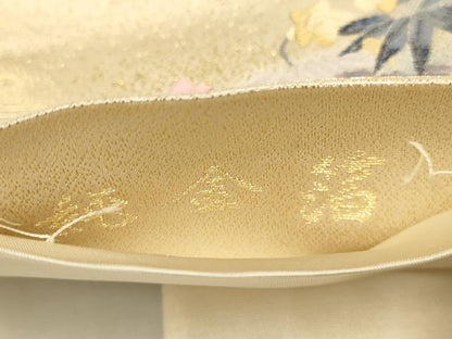 平和屋本店▼「美しいキモノ」お馴染みのメーカー　となみ織物　六通柄袋帯　唐織　孔雀花文　純金箔　正絹　逸品　DABJ3986du