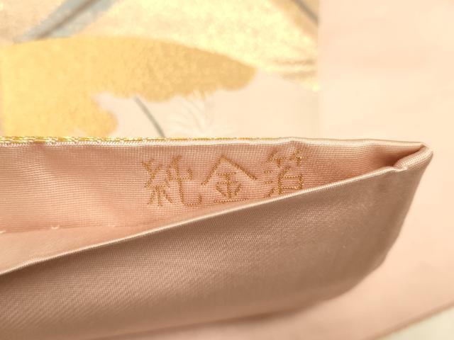 平和屋本店▼六通柄袋帯　扇面草花文　純金箔　正絹　逸品　DABJ3987du