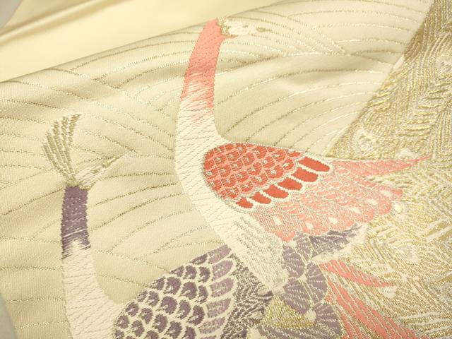 平和屋本店▼九寸名古屋帯　孔雀　錦　本金箔　二重織　正絹　逸品　DABJ3988du