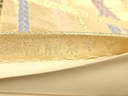 平和屋本店▼六通柄袋帯　流麗糸車文　九百錦24K本金箔　正絹　逸品　DABJ3994du