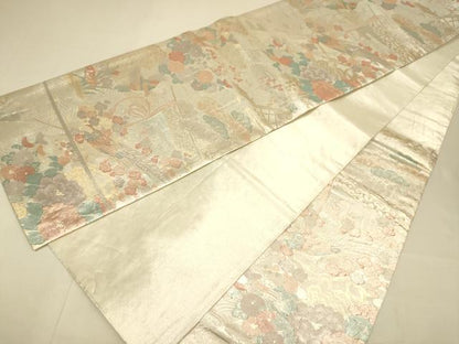 平和屋本店▼佐賀錦　六通柄袋帯　花鳥文　本金箔　正絹　逸品　DABJ3998du