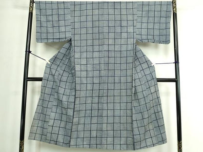平和屋着物∴夏物　男性　浴衣　注染　格子　綿　逸品　DABJ4003cd