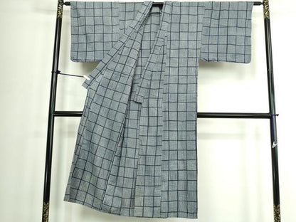 平和屋着物∴夏物　男性　浴衣　注染　格子　綿　逸品　DABJ4003cd