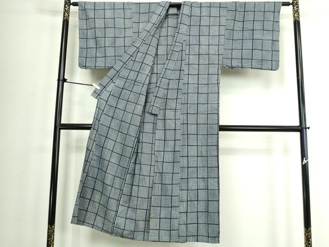 平和屋着物∴夏物　男性　浴衣　注染　格子　綿　逸品　DABJ4003cd