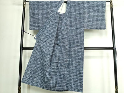 平和屋着物∴夏物　男性　注染　手縫い　抽象文　浴衣　綿　逸品　DABJ4004cd