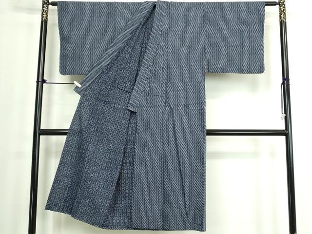 平和屋着物∴夏物　男性　浴衣　両面染め　手縫い　抽象文　綿　逸品　DABJ4005cd