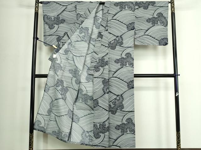 平和屋着物∴夏物　男性　浴衣　立波文　綿　逸品　DABJ4007cd