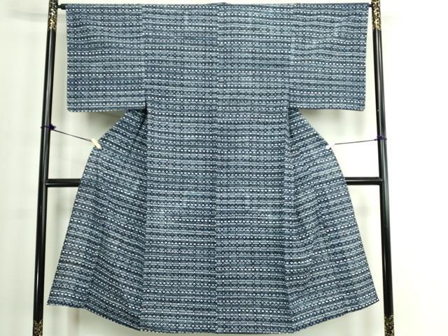 平和屋着物∴夏物　男性　浴衣　注染　手縫い　菱文　綿　逸品　DABJ4008cd