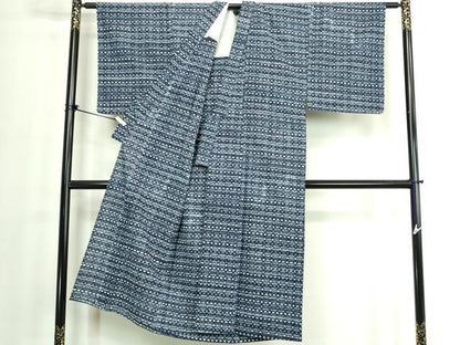 平和屋着物∴夏物　男性　浴衣　注染　手縫い　菱文　綿　逸品　DABJ4008cd