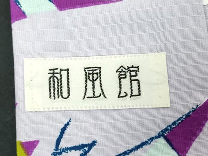 平和屋着物∴夏物　小紋・浴衣兼用　舞花文　撫子　日本製　洗える着物　未使用　DABJ4021cd