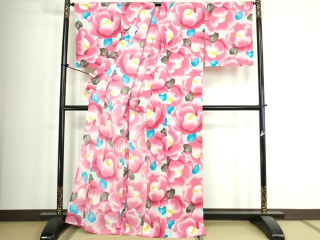 平和屋着物∴夏物　小紋・浴衣兼用　舞花文　日本製　逸品　未使用　DABJ4022cd
