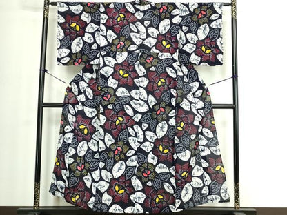 平和屋着物∴夏物　浴衣　有松鳴海絞り　草花文　綿　逸品　DABJ4023cd