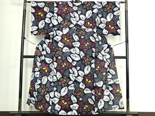 平和屋着物∴夏物　浴衣　有松鳴海絞り　草花文　綿　逸品　DABJ4023cd